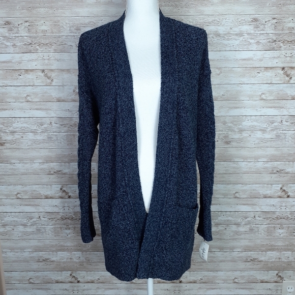 Style & Co Open Front Cardigan Pockets Blue D - Picture 1 of 5